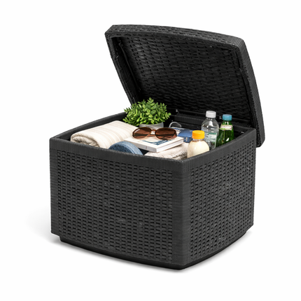 Set da Giardino 3 Pezzi in Polyrattan con 2 Sedie e Tavolino – Salottino da Esterno con Cuscini Sfoderabili – Sedie 59x57x85 cm – Tavolo 59x46x40 cm – Mobili da Terrazzo, Balcone, Patio