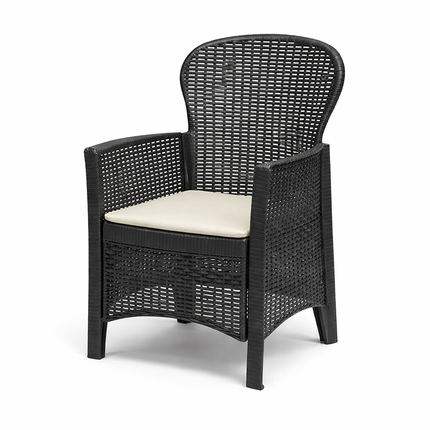 Set da Giardino 3 Pezzi in Polyrattan con 2 Sedie e Tavolino – Salottino da Esterno con Cuscini Sfoderabili – Sedie 59x57x85 cm – Tavolo 59x46x40 cm – Mobili da Terrazzo, Balcone, Patio