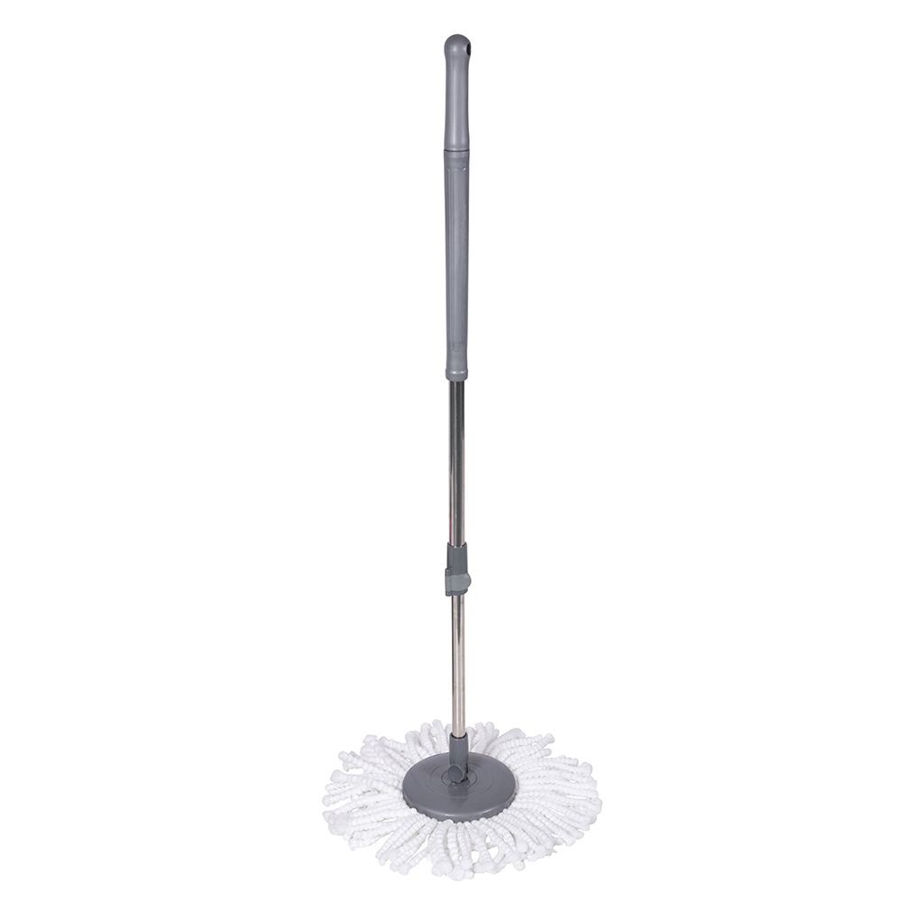 SuperMop Rotante con Secchio 16L e Strizzatore a Pressione, Mop in Microfibra con Testa Snodabile 360°, Manico Telescopico Allungabile fino a 110 cm, Ideale per Piastrelle, Parquet, Marmo e Mosaico