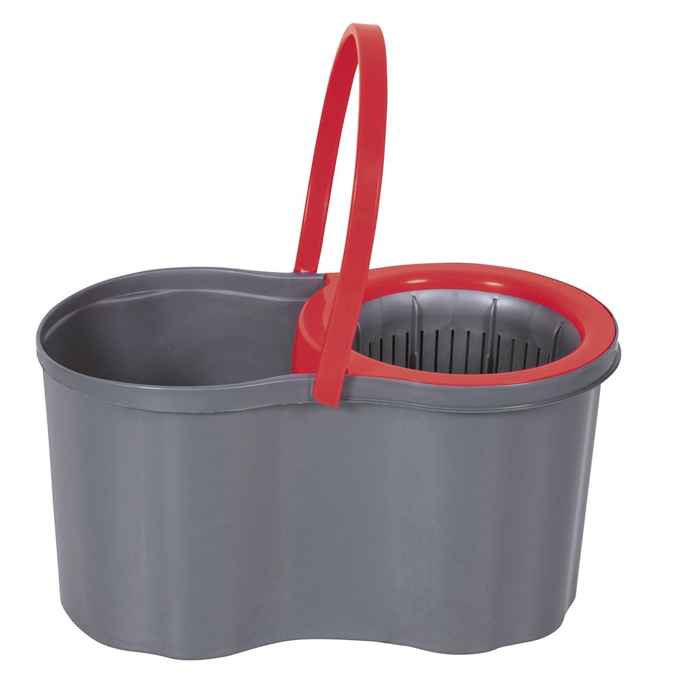 SuperMop Rotante con Secchio 16L e Strizzatore a Pressione, Mop in Microfibra con Testa Snodabile 360°, Manico Telescopico Allungabile fino a 110 cm, Ideale per Piastrelle, Parquet, Marmo e Mosaico
