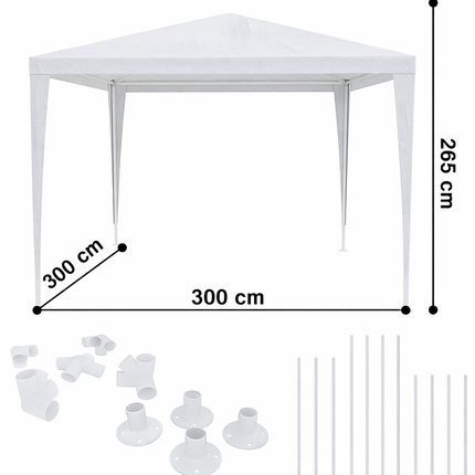 Gazebo da Giardino 3x3 m Impermeabile – Tenda da Sole per Esterno con Struttura in Metallo, Copertura Resistente, Altezza 265 cm, Ideale per Terrazzo, Patio, Eventi e Feste