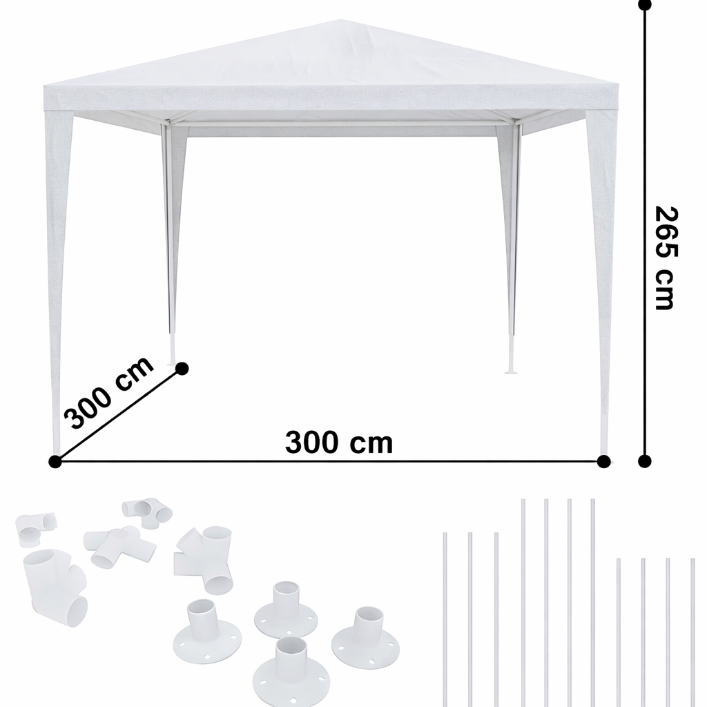 Gazebo da Giardino 3x3 m Impermeabile – Tenda da Sole per Esterno con Struttura in Metallo, Copertura Resistente, Altezza 265 cm, Ideale per Terrazzo, Patio, Eventi e Feste