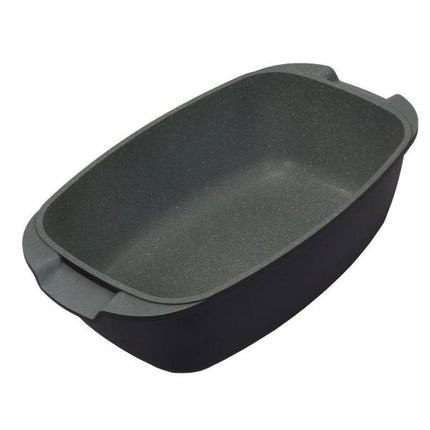 Rostiera con Coperchio in Vetro Antiaderente – Teglia da Forno con Rivestimento Effetto Pietra, Casseruola Rettangolare per Arrosti, Pollo, Carne e Verdure – Adatta a Forno e Piano Cottura
