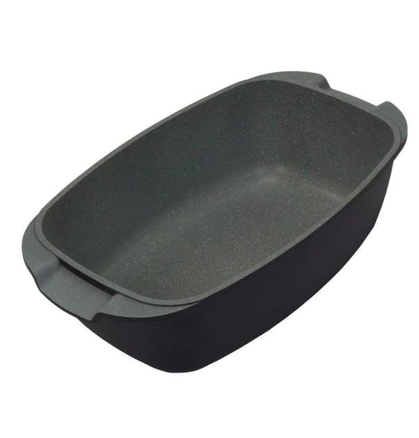 Rostiera con Coperchio in Vetro Antiaderente – Teglia da Forno con Rivestimento Effetto Pietra, Casseruola Rettangolare per Arrosti, Pollo, Carne e Verdure – Adatta a Forno e Piano Cottura