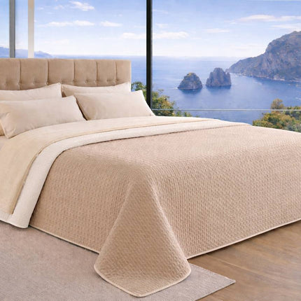 Copriletto Trapuntato Matrimoniale 260x270 cm Capri Double Face – Copriletto Estivo Reversibile Made in Italy, Leggero e Morbido per Letto Matrimoniale