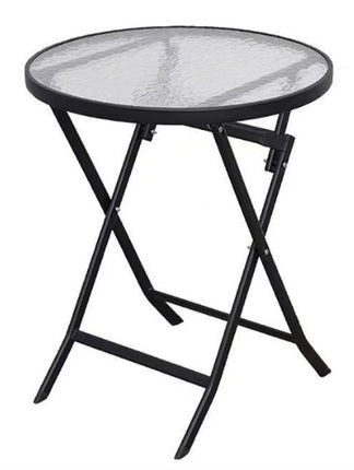 Tavolo Pieghevole da Giardino Ø60 cm / Quadrato – Struttura in Metallo e Piano in Vetro Temperato – Tavolino Esterno Salvaspazio per Balcone, Terrazzo e Giardino