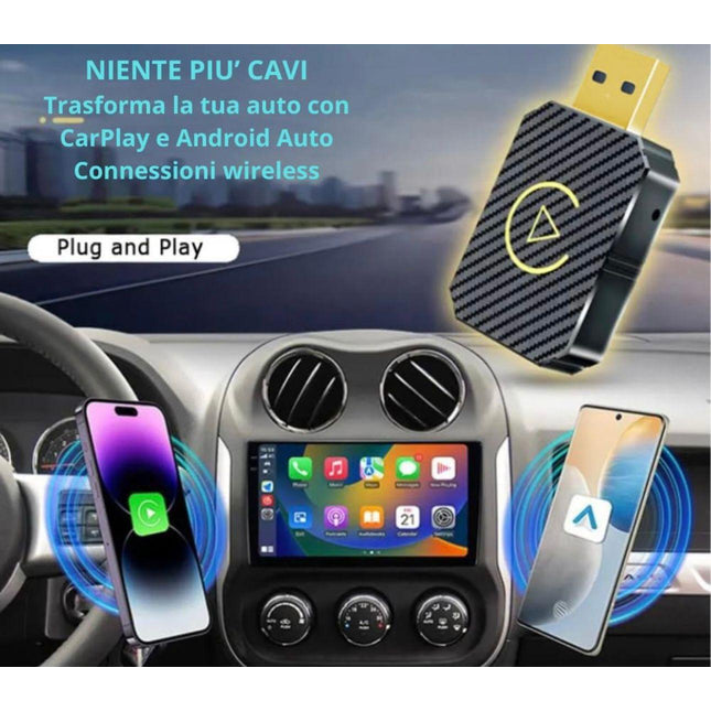Adattatore Wireless CarPlay USB – Trasforma Apple CarPlay da Cablato a Senza Fili, Plug & Play per Auto con CarPlay di Serie, Connessione Automatica, Elimina i Cavi