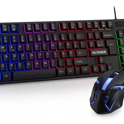 Tastiera Gaming RGB + Mouse LED – Kit Cablato USB, 104 Tasti QWERTY Italiano, Retroilluminazione Multicolore Dinamica, Mouse Ergonomico per PC Windows