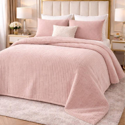 Copriletto Trapuntato Coste Velour in Velluto a Costine, Coperta Letto Matrimoniale Elegante e Morbida, Copriletto Moderno Tinta Unita per Camera da Letto – Design Made in Italy