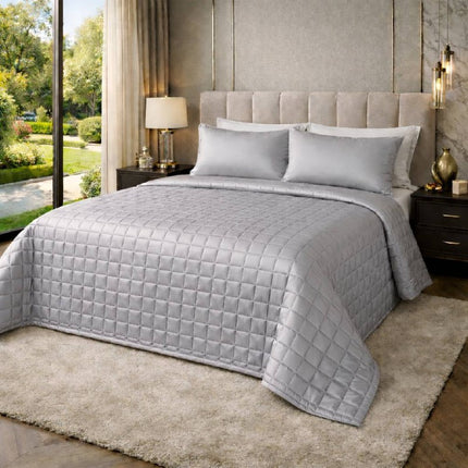 Trapuntino Matrimoniale Essential in Raso Satin – Copriletto Trapuntato Elegante e Lucente, Leggero e Traspirante, Made in Italy