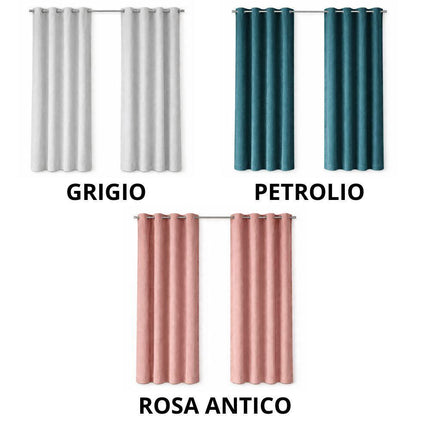 Coppia di Tende in Velluto Coprenti con Anelli Metallici – 140x290 cm – Eleganti, Oscuranti e Facili da Installare