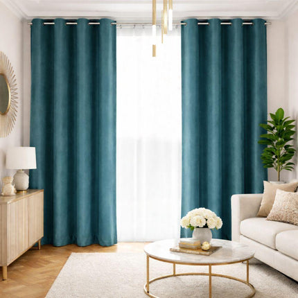 Coppia di Tende in Velluto Coprenti con Anelli Metallici – 140x290 cm – Eleganti, Oscuranti e Facili da Installare