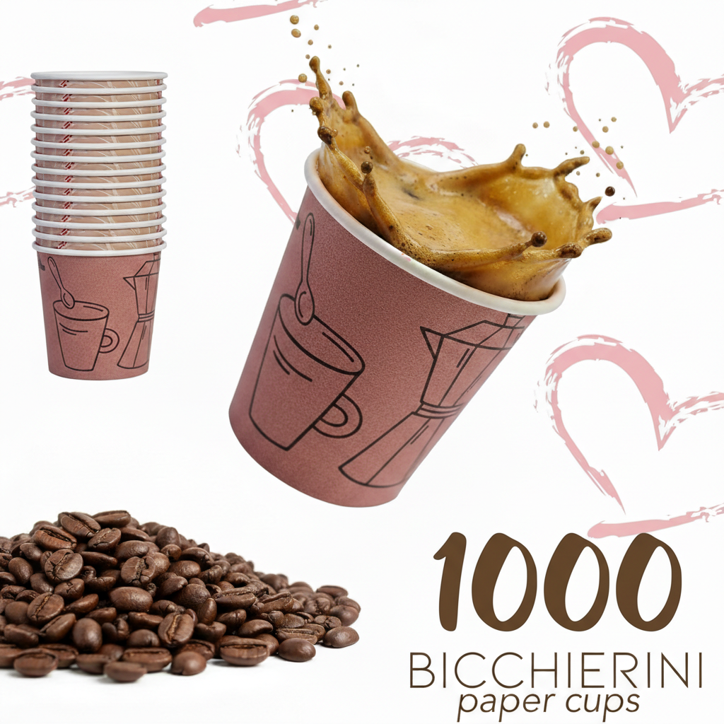 1000 Bicchieri Carta Caffè 75 ml (2.5 oz) – Bicchierini Espresso Monouso Resistenti al Calore, Ideali per Ufficio, Casa, Bar e Distributori Automatici, Bicchieri Caffè Usa e Getta per Bevande Calde