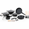 Set Pentole 17 Pezzi Antiaderenti con Coperchi in Vetro e Padelle – Batteria Cucina Induzione, Rivestimento Effetto Pietra, Manici Rimovibili, Adatta a Tutti i Piani Cottura