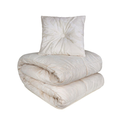 Trapunta Kenya in Morbido Tessuto in Velluto Jaquard con 1 Cuscino Arredo Matrimoniale 260x270cm Imbottitura 350gr.m Super Calda e Soffice